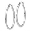 Black Bow Jewelry 2mm, 14k White Gold Classic Round Hoop Earrings, 30mm (1 1/8 Inch) - 2 of 4