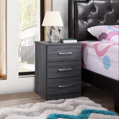 CAVINAS Modern 18 Inch Nightstand with 3 Storage Drawers and Metal Handles, Long End Table for Bedroom, Living Room