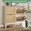 Wave Pattern 4-Door Shoe Cabinet, Narrow Shoe Storage With Adjustable Shelves for Entryway, Hidden Shoe Rack with Metal Legs,  for Hallway - 4 of 4