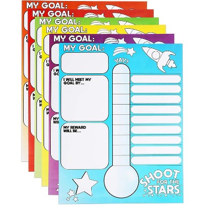 Bright Creations 6-Pack Goal Thermometer Posters, Inspirational Wall Art Wall Décor 17 x 22 in