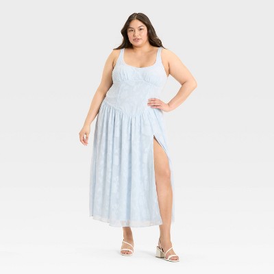 Women's Jacquard Tulle Trim Maxi A-Line Dress - Wild Fable™