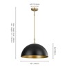 Rennnsan Avoura 18"W 1-Light Dome Modern Dimmable Oversize Pendant in Gold - 3 of 4