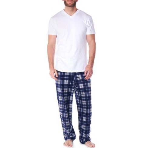 Alpine Swiss Mens Pajama Set Cotton Shirt And Polar Fleece Pants With ...