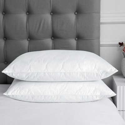 Peace Nest Quilted Goose Feather and Down Pillows 100% Cotton Cover