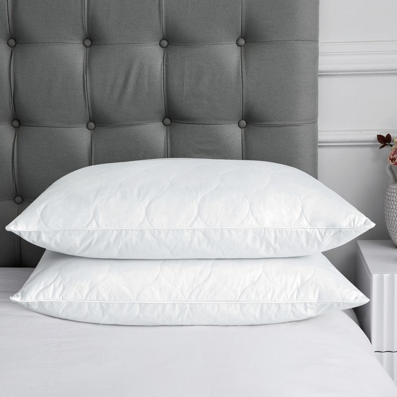 Peace Nest Quilted Goose Feather and Down Pillows 100% Cotton Cover, 1 of 7
