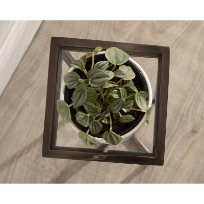 Jaspur Bronze Metal and Glass Square Drink Table
