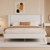 Queen Size Corduroy Upholstered Platform Bed with Tufted Headboard and Metal Legs, No Box Spring Needed - 2 of 4