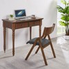 HDZNVF Set of 2 Upholstered Folding Dining Chair, Space Saving, Easy To Carry, Dining Room, Grey and Walnut - 3 of 4