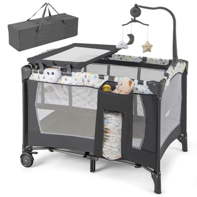 Image of Costway 3-in-1 Baby Bassinet Portable Pack and Play w/ Removable Changing Table Mattress Beige