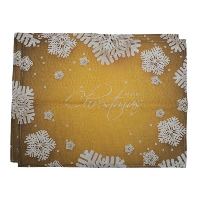 Unique Bargains Christmas Place Mats Linen Yellow White 13"x17.7" 2 Pcs