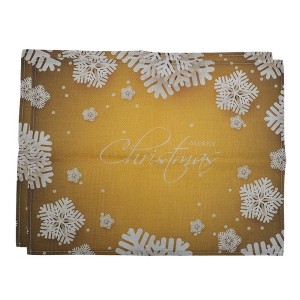 Unique Bargains Christmas Place Mats Linen Yellow White 13"x17.7" 2 Pcs - 1 of 4
