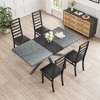 Akoasm Modern PU Leather & Metal Accent Chair With Steel Legs, High Back For Living Room, Kitchen & Bedroom Set of 4-Black - 3 of 4
