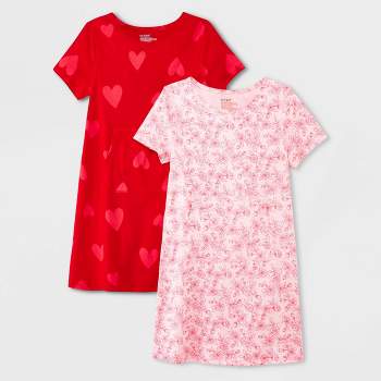Girls' 2pk Adaptive Short Sleeve Valentines Day Dress - Cat & Jack™ Red/Pink