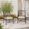 Aoodor 19x19x5 Inch Tufted Outdoor Chair Cushions, Water and Fade Resistant Polyester Dining Chair Pads with Ties for Patio Furniture, Set of 2 - 2 of 4