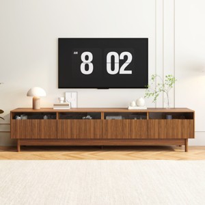 78.7'' Modern TV Stand for 85 Inch TV, Fluted Media Console with Glass Drawers & Cable Holes for Living Room-3irtyhousy - 1 of 4