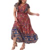 Agnes Orinda Women's Plus Size Floral V Neck Ruffle Sleeve Beach Casual Boho Maxi A Line Dresses - 2 of 4