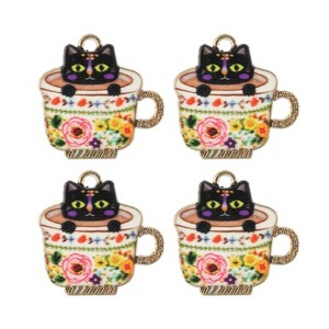 John Bead Sweet & Petite Charms 23x22mm Teacup Kitten, 4pcs - 1 of 4