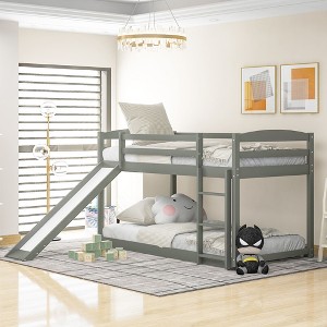 Gray Twin over Twin Bunk Bed with Convertible Slide & Ladder - 1 of 3