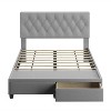 Eco Dream Full Henley Linen Tufted Upholstered Platform Bed with Storage Drawers Gray: Euro Glides, No Box Spring Required - 2 of 4