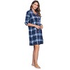 Ashford & Brooks Women's Flannel Plaid Sleep Shirt Button Down Nightgown - 2 of 4