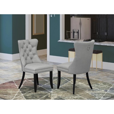 East West Furniture DAP2F23 Dallas Parson Kitchen Chairs - Button Tufted Nailhead Trim Beige Red faux Leather  Dining Chairs, Set of 2, linen white