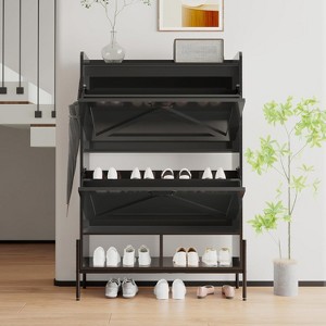 COZONY Shoe Cabinet with 2 Flip Drawers, Narrow Freestanding Shoe Rack Organizer with Metal Legs, Hidden Rack Cabinet for Entryway - 1 of 4