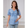 Maternity Drawstring V Neck Top Casual Short Sleeve Pregnancy T-Shirt - 4 of 4