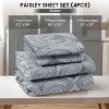 4 Piece Bed Sheets Printed Microfiber Sheet Set Ultra Soft, Easy Care Paisley Printed Sheets - Lux Decor Collection - 2 of 4