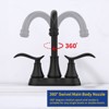 PAGED Bathroom Faucet with 360 Degree High Arc Swivel Spout, 2-Handle Bathroom Sink Faucet with Pop Up Drain & Supply Hoses - 4 of 4