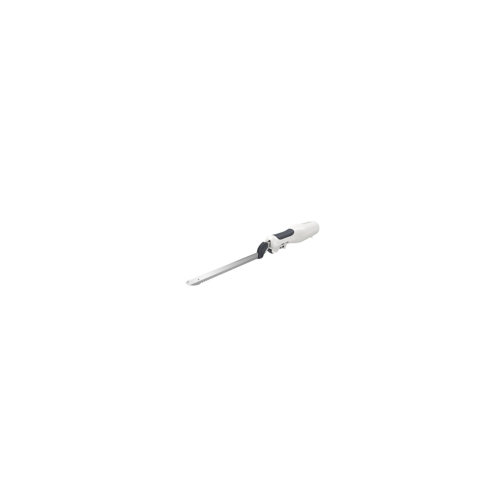 BLACK+DECKER 9 inch Electric Carving Knife; Comfort Grip Handle & Safety Lock Button; Stainless Steel Blades and Dishwasher Safe Parts; White