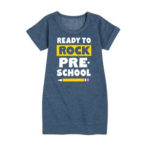 - Instant Message - Ready To Rock Preschool Graphic Short Sleeve Fleece Dress - 1 of 4
