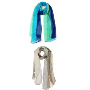 Elerevyo Women Long Chiffon Lightweight Gradient Color Scarves 2 Pcs - 1 of 4