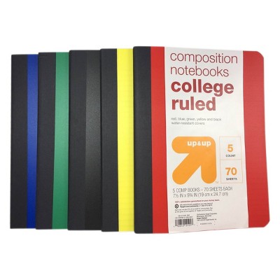 5pk College Ruled Solid Composition Notebooks - up & up™