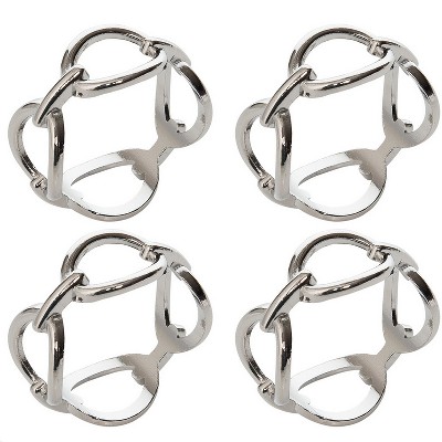 Modern Silver Chain Link Napkin Rings, Set of Four