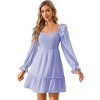 Coolmee Women's Smocked Ruffle Dress Square Neck Long Sleeve Party Dress Cute Wedding Guest Midi Dress - 2 of 4