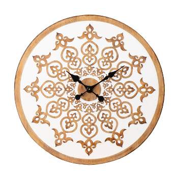 Rslem Round Wall Clock White/Natural - Southern Enterprises
