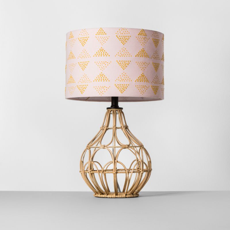 Rattan Table Lamp Pink Shade - Opalhouse™