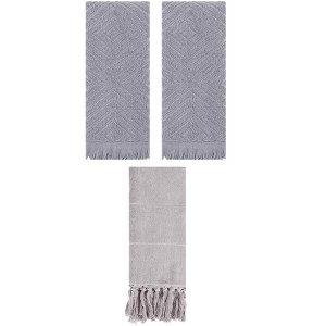 REGALWOVEN 3 Packs Cotton Soft and Absorbent Bathroom Turkish Hand Towels with tassel - 1 of 4