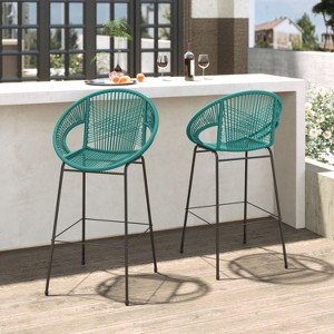 PAGED Outdoor Dining Chairs Set of 2 Stylish Patio Chairs with Matte Crackle Finish for Backyard, Garden - 1 of 4