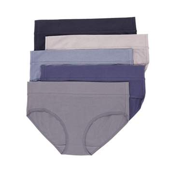 Organic Cotton Stretch Hi Cut Panty 5-Pack  Felina Women's Underwear  (Ocean Breeze, Large) 