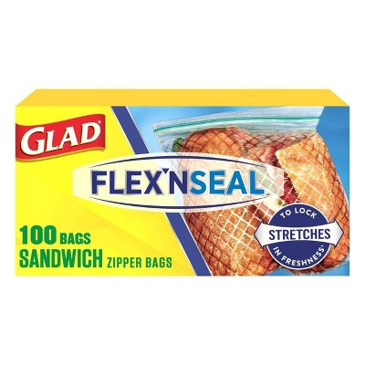 Glad Flex'N Seal + Food Storage Plastic Sandwich Bags - 100ct