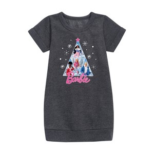 Girls' - Barbie - Holidays & Christmas Graphic Short Sleeve Fleece Dress - 1 of 3