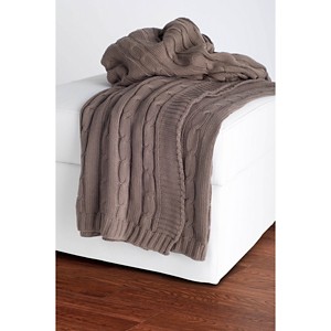 Mocha Cable Knit Throw - Rizzy Home, Brown