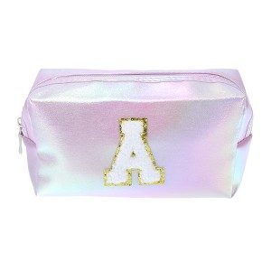 Unique Bargains Women's Durable Letter a Cosmetic Bag Purple 1 Pc - 1 of 3