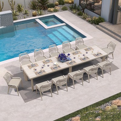 PURPLE LEAF Dining Set Patio Metal Table and Wicker Rattan Chairs for Outside Porch Garden Kitchen Modern Outdoor Furniture Sets