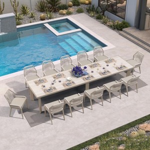 PURPLE LEAF Dining Set Patio Metal Table and Wicker Rattan Chairs for Outside Porch Garden Kitchen Modern Outdoor Furniture Sets - 1 of 4