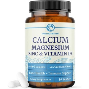 Calcium Magnesium Zinc & D3 Supplement, Promotes Strong Bones, Healthy Teeth & Immune Health Support, Nobi Nutrition, 90 Tablets - 1 of 4