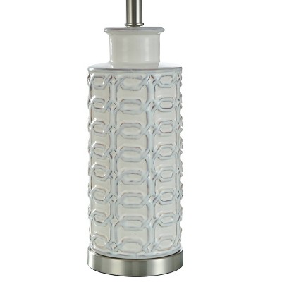 Blue and Cream Ceramic Table Lamp with Steel Accents