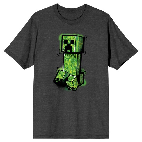 Minecraft Creeper Drawing Men's Charcoal Heather T-shirt-xxl : Target