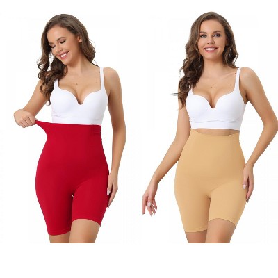Allegra K Women's High Waisted Breathable Comfortable Stretchy Slimming Tummy Control Panties 2 Packs